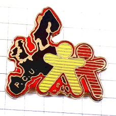 ピンバッジ・ヨーロッパの地図と人々赤と黄色 EUROPE MAP EUROPEAN-PEOPLE PGU