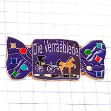 ピンバッジ・スイス一頭立ての馬車キャンディ包み紙 VERRAABLEDE SWISS
