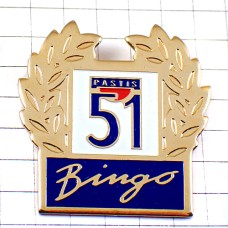 ピンバッジ・パスティス５１お酒ビンゴ月桂樹ローリエ金色ゴールド