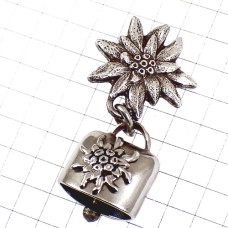 ブローチ・エーデルワイス花スイスのアルプス山脈シルバー銀色 DELWEISS BELL BROOCH