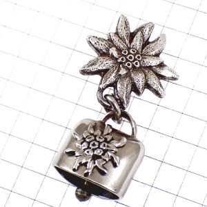 ブローチ・エーデルワイス花スイスのアルプス山脈シルバー銀色 DELWEISS BELL BROOCH