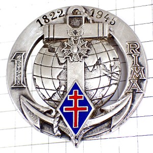 ブローチ・第１海兵歩兵連隊ミリタリーフランス軍イカリ錨ロレーヌ十字 1ER-REGIMENT-D-INFANTERIE-DE-MARINE 1RIMA FRANCE