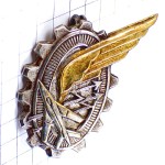 ブローチ・空軍宇宙軍技術訓練学校フランス軍ミリタリー金色の翼や飛行機シルバー銀色歯車