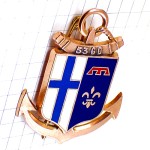 ブローチ・第53海兵師団マルセイユ青い十字イカリ百合の紋章フランス軍ミリタリー