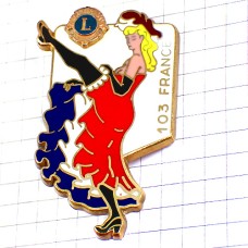 ブローチ・パリジェンヌ踊り子ダンサー足を高く上げる女の子ライオンズクラブＬ FRENCH-CANCAN LIONS-CLUB 103-FRANCE BROOCH