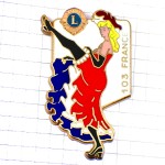 ブローチ・パリジェンヌ踊り子ダンサー足を高く上げる女の子ライオンズクラブＬ FRENCH-CANCAN LIONS-CLUB 103-FRANCE BROOCH