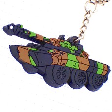 キーホルダー・戦車ミリタリー迷彩色カーキ色