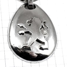 キーホルダー・プジョー車シルバーのライオン銀色エンブレム PEUGEOT FRANCE