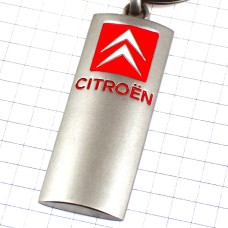 キーホルダー・シトロエン車エンブレム銀色シルバー赤ロゴ CITROEN FRANCE