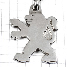 キーホルダー・プジョー車ライオンのロゴ銀色シルバーのエンブレム PEUGEOT FRANCE