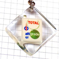 キーホルダー・トータル石油の白い缶ブルボン社製 TOTAL FRANCE