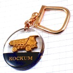 キーホルダー・大型トラック車ゴールド金色ダンプカー