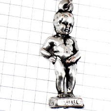 キーホルダー・ベルギー噴水の小便小僧シルバー銀色 MANNEKEN BRUXELLE BELGIUM