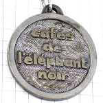 キーホルダー・カフェドレレファン象のコーヒー珈琲シルバー銀色 CAFES-DE-L-ELEPHANT-NOIR FRANCE