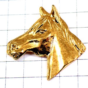 ピンバッジ・馬の頭ゴールド金色