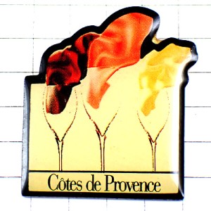 ピンバッジ・プロヴァンスのワイン葡萄酒グラス白ロゼ赤 WINE COTES-DE-PROVENCE PROVENCE FRANCE