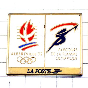 ピンバッジ・郵便局アルベールビル五輪オリンピック冬季ビンテージ中古品 LA-POSTE TORCHE ALBERTVILLE-1992 SAVOIE FRANCE