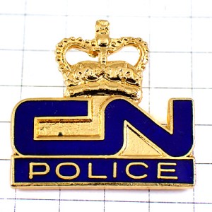 ピンバッジ・カナダナショナル鉄道警察ＣＮポリス王冠ゴールド金色