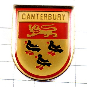ピンバッジ・ライオンと鴨の紋章カンタベリー英国イギリスUK CANTERBURY ENGLAND