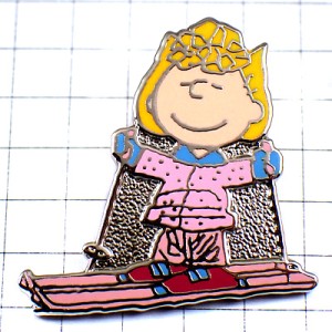 ピンバッジ・スヌーピー漫画ルーシーのスキー SNOOPY SALLY-BROWN UFS