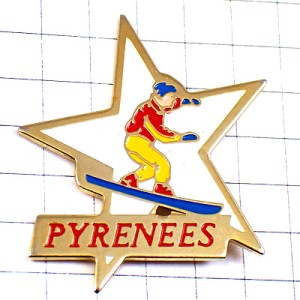 ピンバッジ・スキーヤー星ピレネー山脈スター