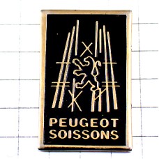ピンバッジ・プジョー黒いライオン車ロゴ PEUGEOT SOISSONS FRANCE