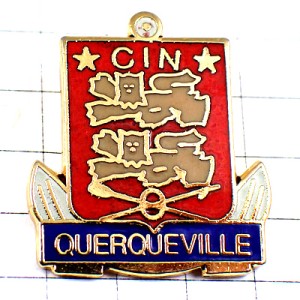 ピンバッジ・ノルマンディ地方ライオンの紋章ケルクヴィル