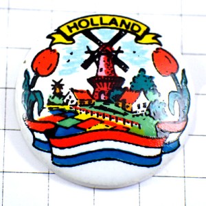 ピンバッジ・オランダ風車とチューリップの花のある風景 NETHERLANDS NEDERLAND HOLLAND MILL ピンバッジ・オランダ風車とチューリップの花のある風景 NETHERLANDS NEDERLAND HOLLAND MILL