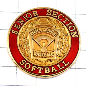 ピンバッジ・ソフトボール金色ゴールド