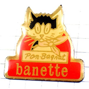 ピンバッジ・スカーフした猫バネット小麦パン用ネコ CAT BANETTE FLOUR FRANCE