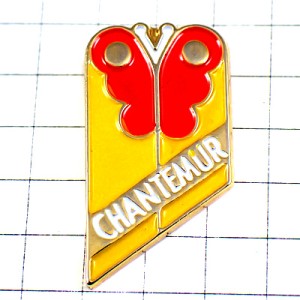 ピンバッジ・チョウチョウ赤い蝶々 CHANTEMUR BUTTERFLY FRANCE