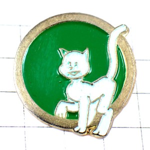 ピンバッジ・シロネコ白猫がそっと歩く