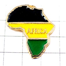 ピンバッジ・アフリカ大陸の形グリーン黄色と黒 AFRICA MAP FLAG