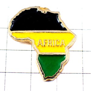 ピンバッジ・アフリカ大陸の形グリーン黄色と黒 AFRICA MAP FLAG
