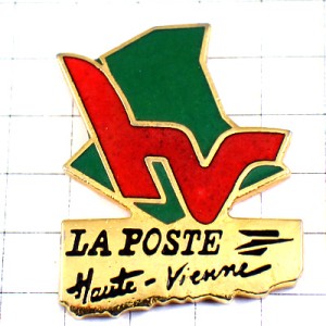 ピンバッジ・アルファベットＨＶ赤い文字ラポスト郵便局