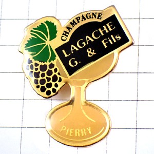 ピンバッジ・シャンパングラス葡萄酒シャンパーニュ