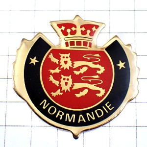 ピンバッジ・ノルマンディ地方ライオン２頭の紋章 NORMANDIE FRANCE