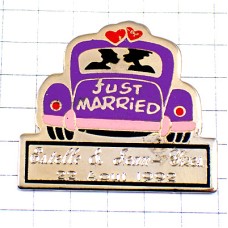 ピンバッジ・新婚カップル車ハネムーン結婚 JUST-MARRIED