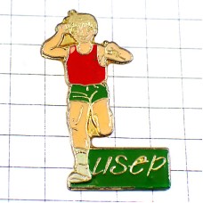 ピンバッジ・走る赤毛の男の子74番ランナー陸上選手