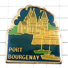 ピンバッジ・港の風景ボート船やお城 PORT-BOURGENAY FRANCE ピンバッジ・港の風景ボート船やお城 PORT-BOURGENAY FRANCE