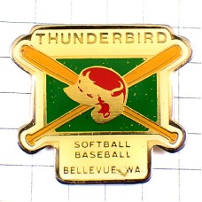 ピンバッジ・野球やソフトボール道具バットとヘルメット/USAサンダーバード米国アメリカ