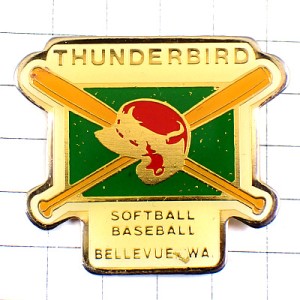ピンバッジ・野球やソフトボール道具バットとヘルメット/USAサンダーバード米国アメリカ