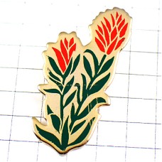 ピンバッジ・赤い花と緑の葉っぱ