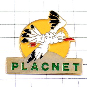 ピンバッジ・コウノトリと太陽