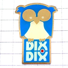 ピンバッジ・青いフクロウ梟ミミズク鳥ブルー HIBOU OWL DIX
