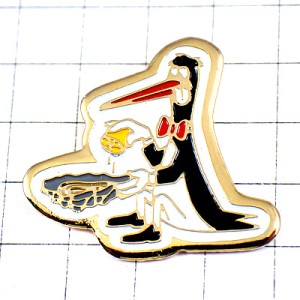 ピンバッジ・カキ牡蠣オイスター貝にレモン汁をかける鳥の紳士ムッシュ蝶ネクタイ OYSTER FRANCE