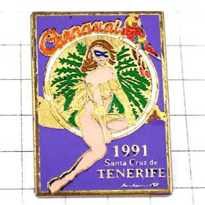 ピンバッジ・青いマスクの女の子テネリフェ島