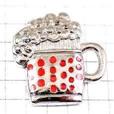 ピンバッジ・ビールジョッキ泡シルバー銀色お酒 BEER CHOPE FRANCE