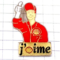 ピンバッジ・ガソリンスタンド給油スタッフ赤い制服シェル石油大好きスタッフ SHELL ENGLAND