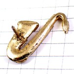 ピンバッジ・サックス楽器ジャズ音楽ゴールド金色サクソフォン